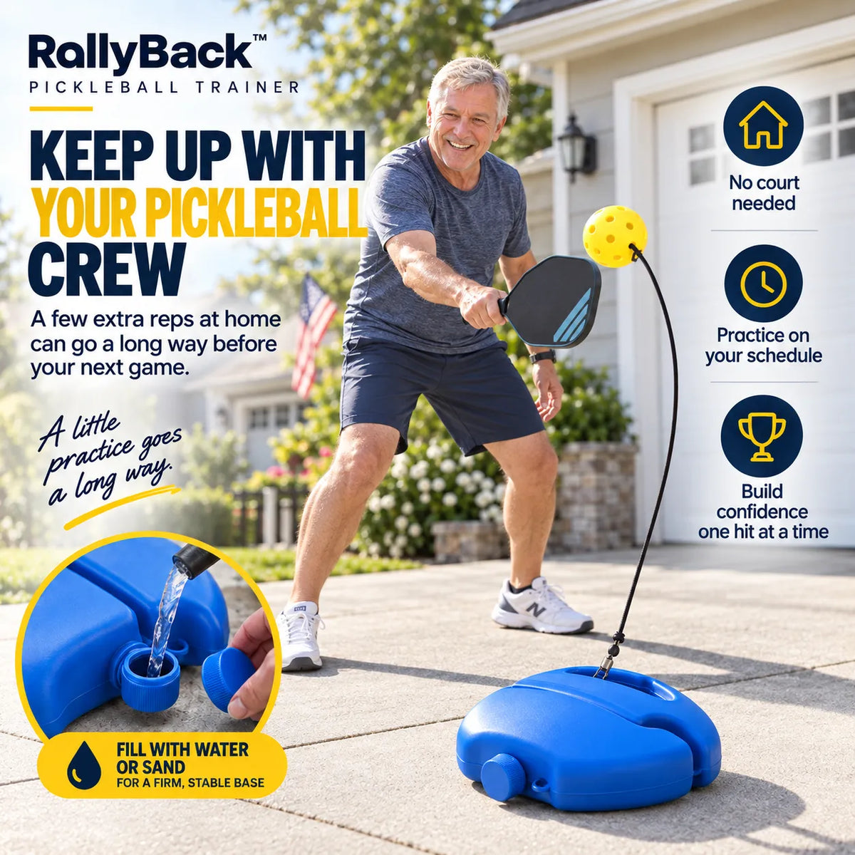 RallyBack™ At-Home Pickleball Trainer